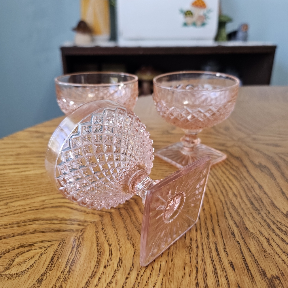Vintage Antique Pink Anchor Hocking Miss America Depression Glass Dessert Cups - Picture 5 of 5